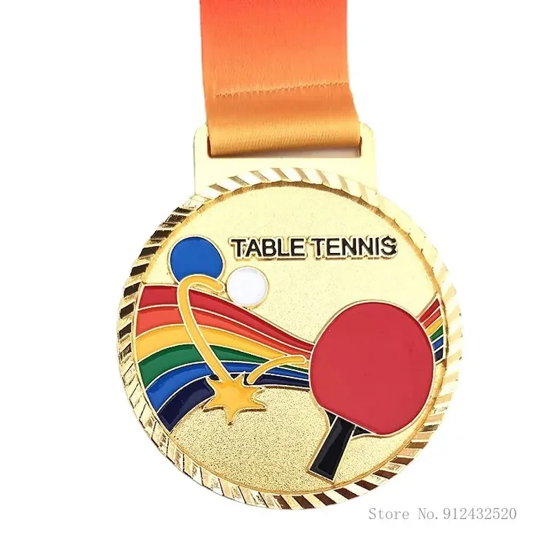Creative Customized Hang a medal around the neck gift Honor Award School Competition Gold silver Bronze table tennis MEDALS 3Pcs