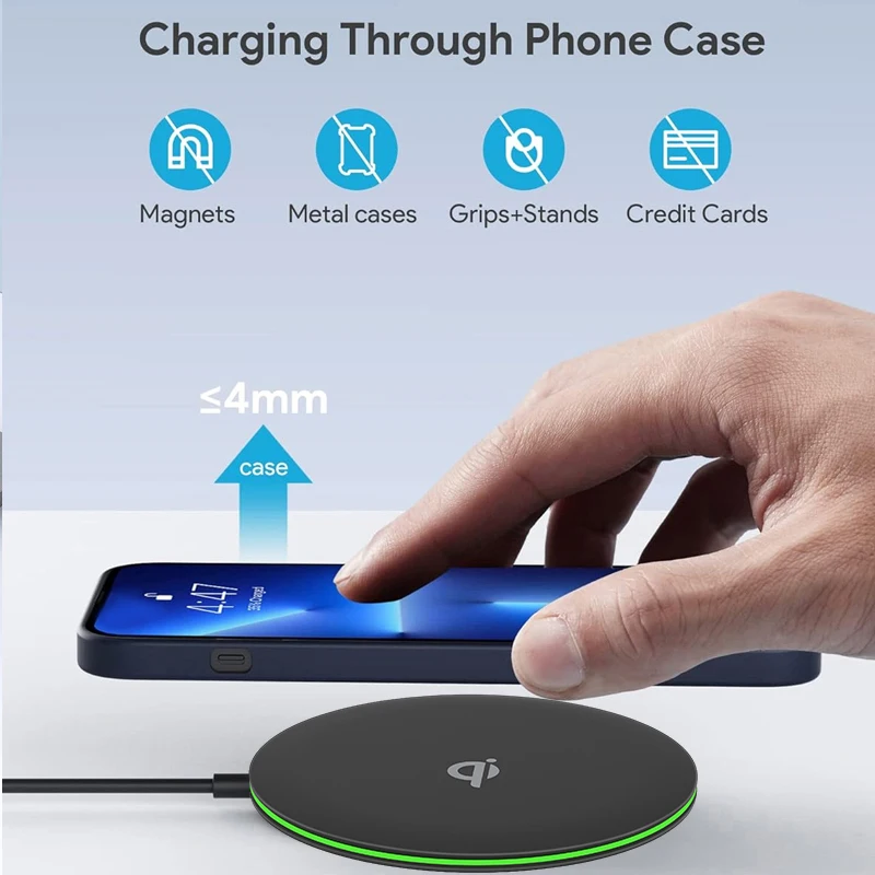 Ultrathin Desktop Qi Wireless Charger Station Stand For iPhone 16 15 14 13 12 Pro Max Samsung Xiaomi AirPods Pro Quick Charging