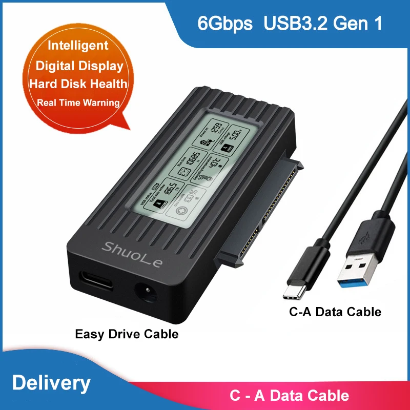 UTHAI USB3.1 Easy drive cable 2.5/3.5 Inch Type-c hard drive adapter mechanical HDD solid state SSD adapter cable U25C hard drive adapter ssd adapter