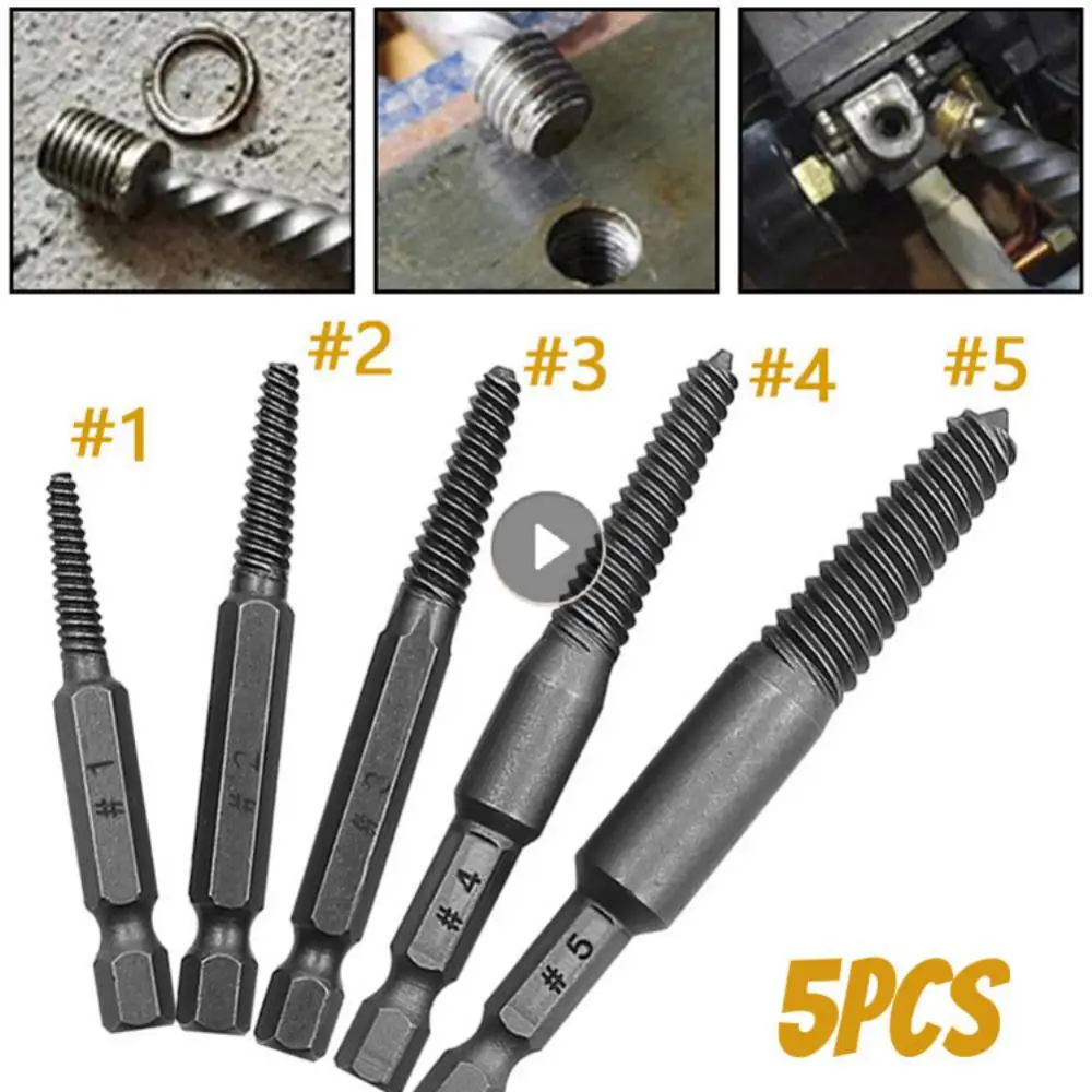 5pcs Hex Screw Extractors Tool Broken Damaged Screw Extractor Drill Bit