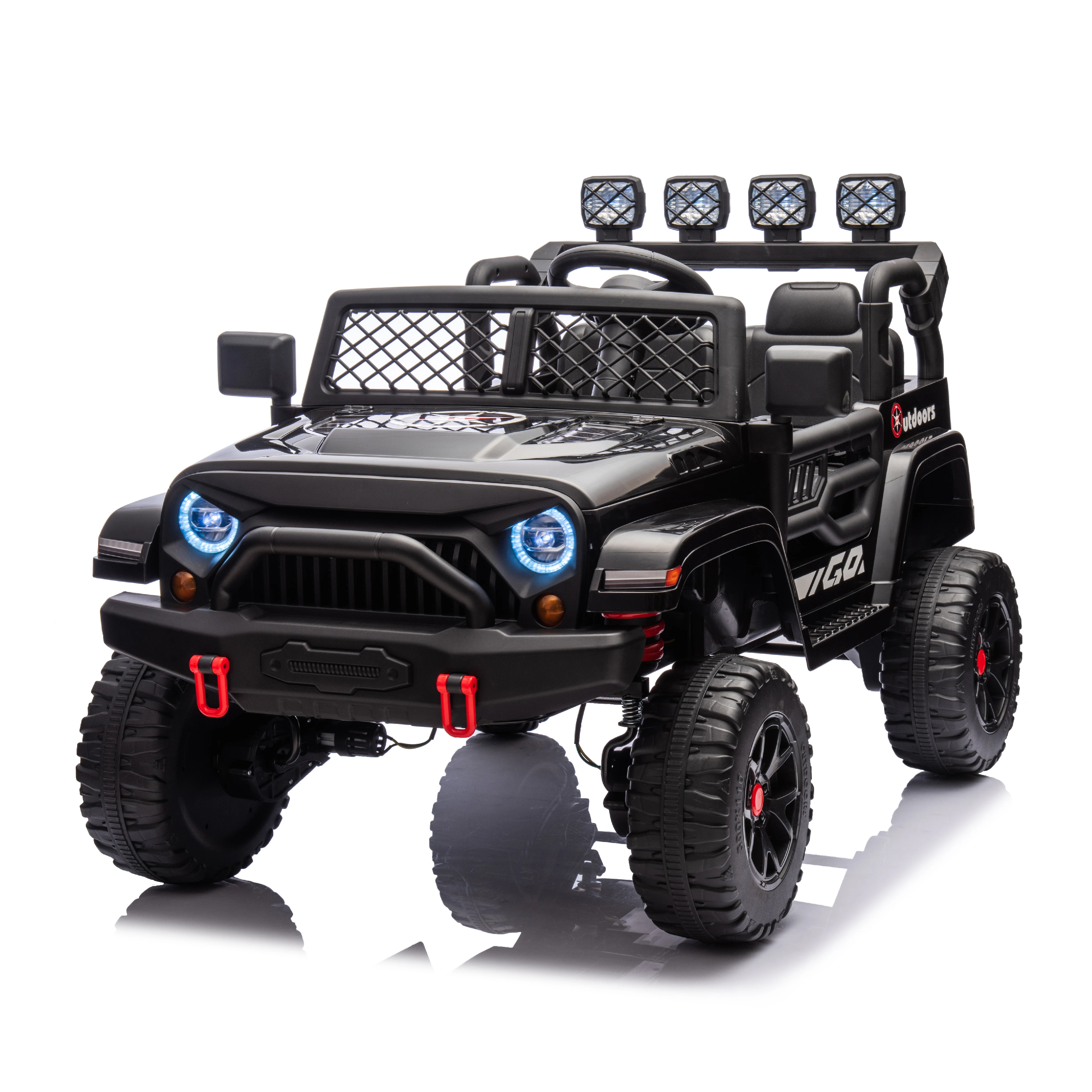 24V 2 Seater Ride On Truck Car 4WD motors 2.4G Remote Control Metal Suspension Soft Start Music LED Light Toys Gifts