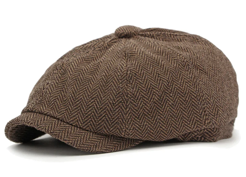 Twill flache Kappe für Männer Frauen Fischgräten muster Zeitungs jungen Kappen britischen Stil achteckigen Hut solide grün rot Detektiv Cabbie Baskenmütze Hut – Detail 15