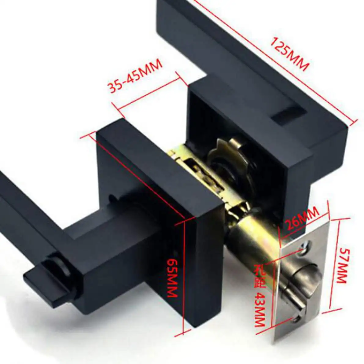 Door Lock Handle Lock Advanced Zinc Alloy Square Channel Privacy Mask Indoor Bedroom Bathroom Three-bar Ball door lock