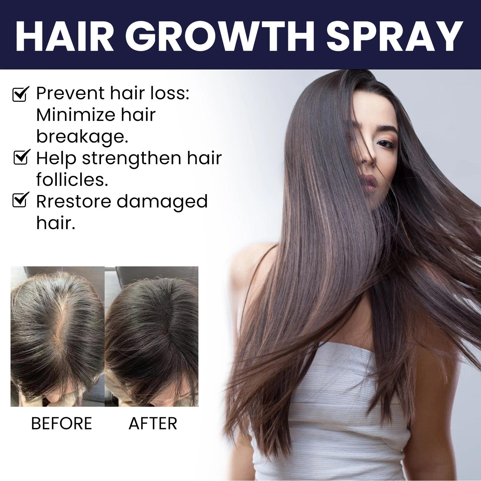 OUHOE Hair Growth Spray Designed To Strengthen Stop Hair Loss Natural Essence Repair & Strengthen Follicles Spray