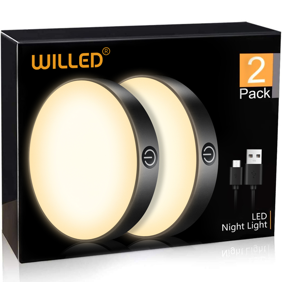  WILLED Rechargeable Dimmable Touch Light Buit-in 1000mAh Batter Portable LED Night Lights for Cabinet Wardrobe Kitchen Bedroom 