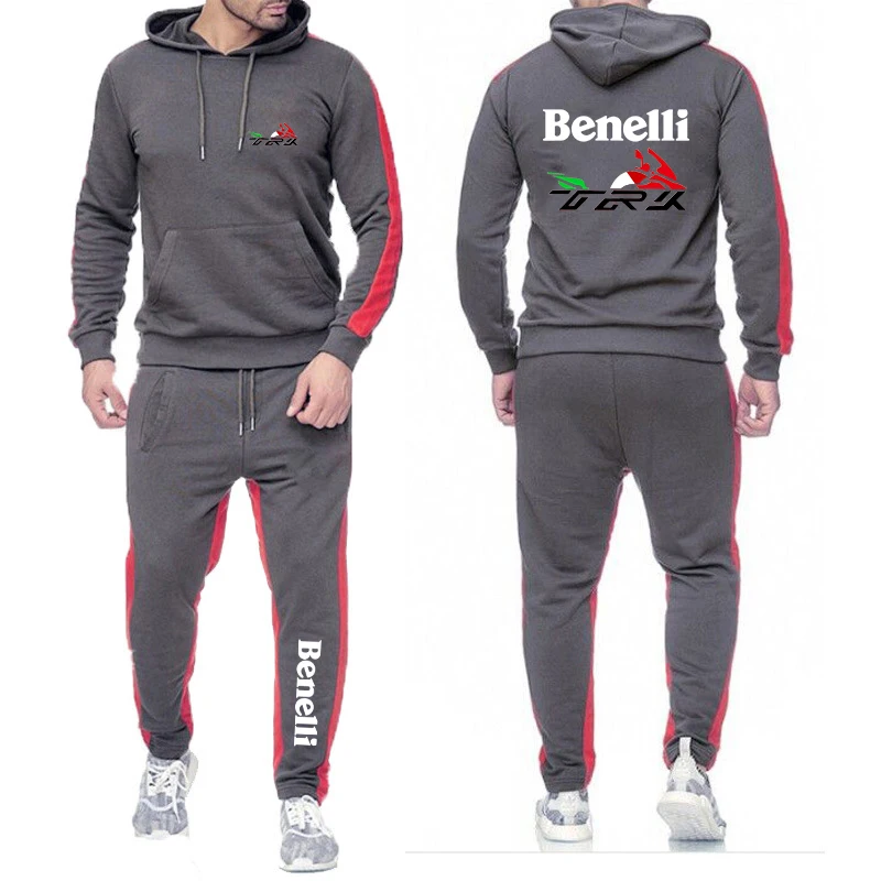 Benelli TRK 502X Printing Fashion 2023 New Man's Spring Autumn Solid Cotton Pullover Leisure Tracksuit Sweatpants 2-Piece Set