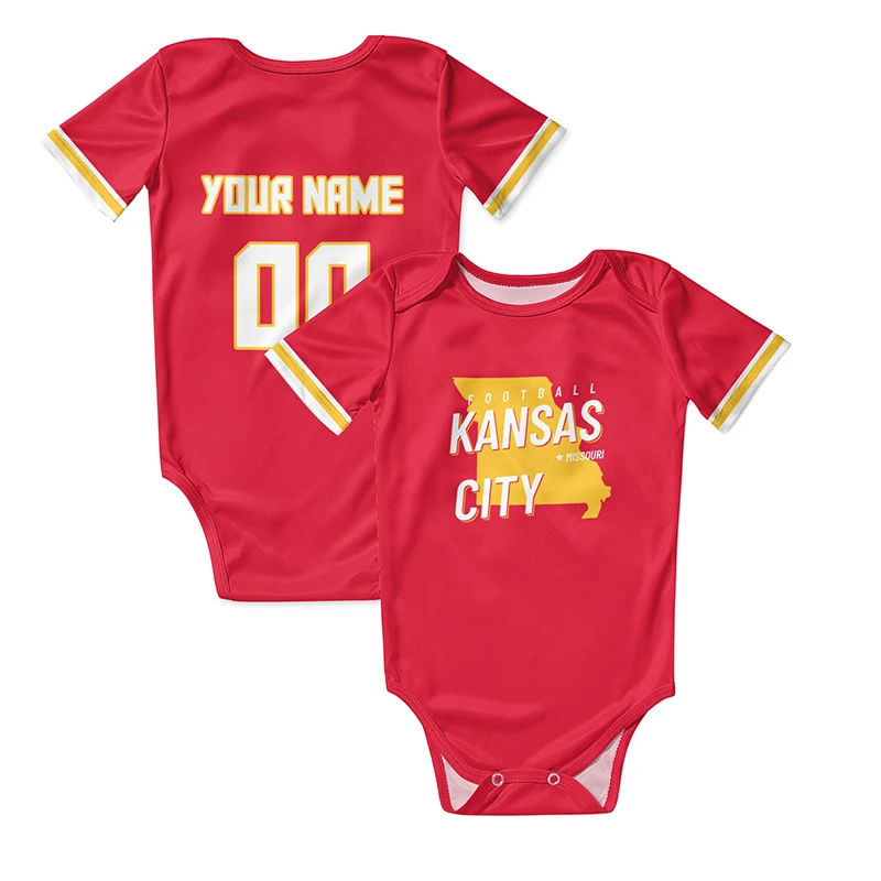 Red Baby Romper American Football Fans Infant Wear Playsuit Newborn Clothes Sublimation Blanks Rugby Jumpsuit Overalls