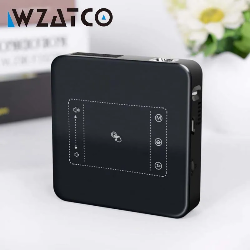 WZATCO D13 4K Mini Portable Projector DLP Smart Android WiFi Support 1080P Built-in Battery Home Theater Pocket Beamer Proyector