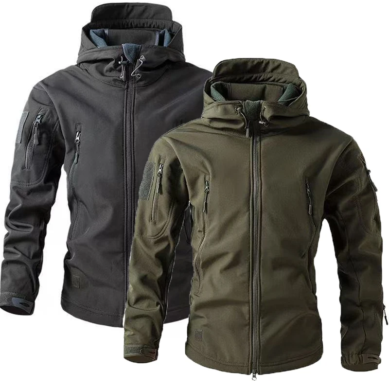 Men's Tactical Winter Fleece Sharkskin Hunting Hiking Camping Jackets Fishing Climbing Trekking Military Outdoor Cargo Coat outdoor training clothes