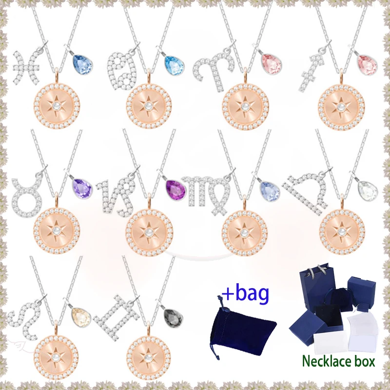 

XL001 2024 Aries Leo Exquisite Luxurious Twelve Constellations Ladies Necklace Party Shiny Fashion Gift Free Shipping