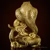 Animal Mascot Snake Sculpture Creative Brass Crafts Chinese Style Indoor, Living Room, Office, Bedroom, Buddhist Hall Decor, 1Pc 4