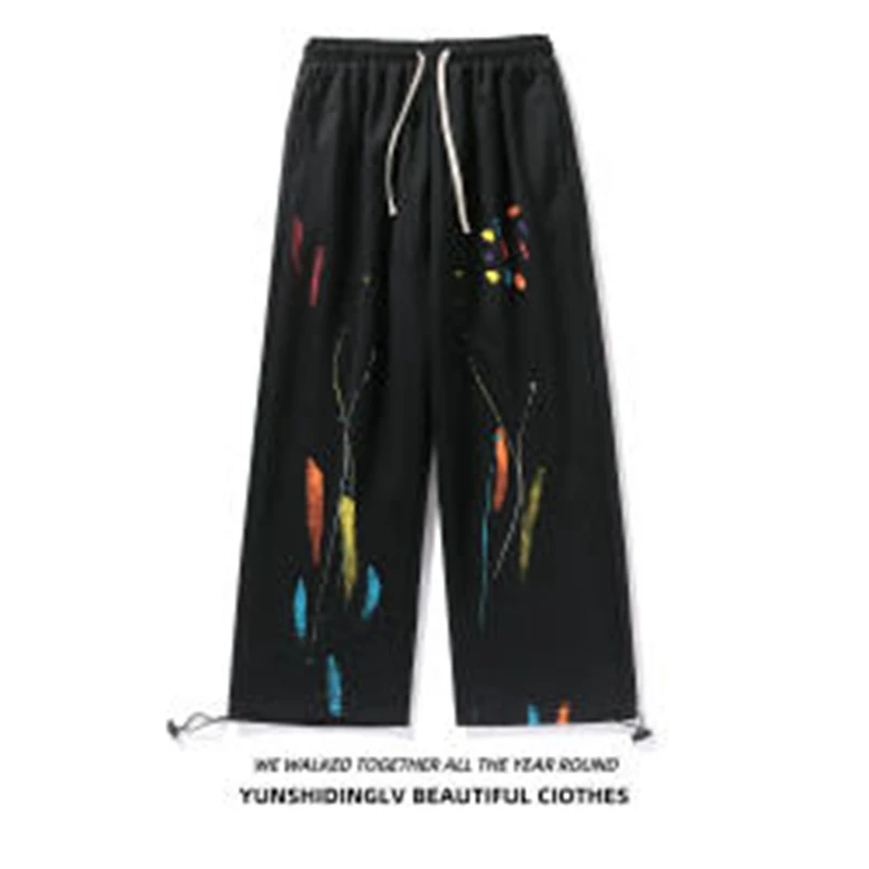 

Paint printed Sweatpants for Men Athletic Joggers Trousers Spring Fall Casual Fleece Pants with Pockets Essential Pants y2k pant