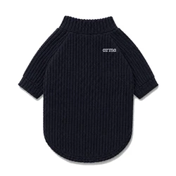 Cozy Waffle Knit Pet Sweatshirt - Cute Letter Pattern - XXL (Navy Blue)