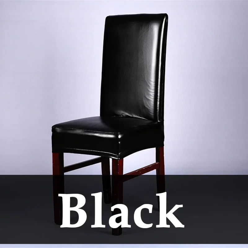 Jusmate Fundas Para Sillas De Comedor, De Piel Sintética Sólida, Impermeable, A Prueba De Aceite, Elásticas, Fundas Protectoras Para Sillas De Comedor (negro, Paquete De 4