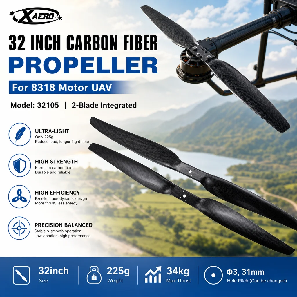 XAERO 32 Zoll 32105 Kohlefaser-Propeller 2-Blatt integriert für 8318 Motor UAV