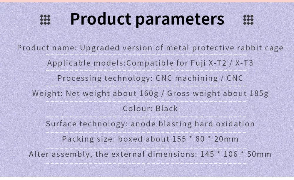 Description Picture 4 of itemX-T3 Camera Cage Video Cage for Fujifilm X-T3 XT3 / XT2 X-T2 DSLR Tripod Stabilizer Rig Protective Case Double Hot Shoe Bracket