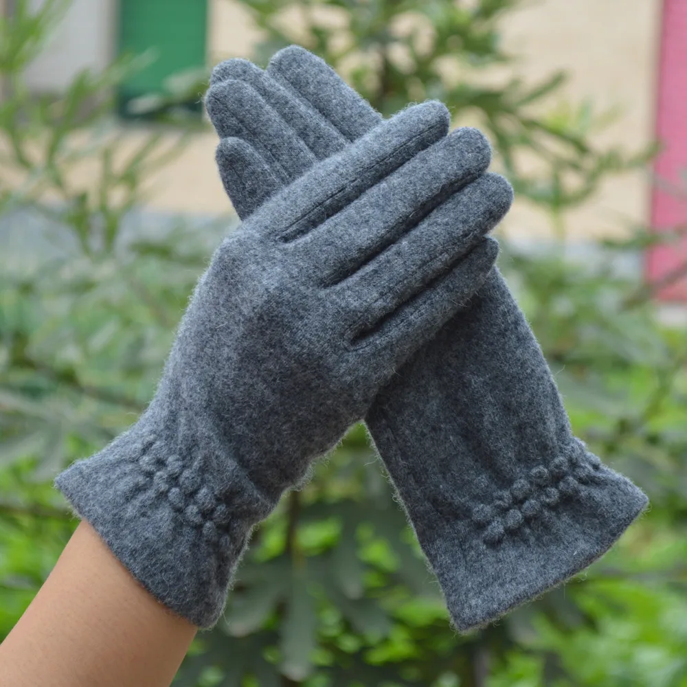 [BYSIFA] Autumn Winter Noble Purple Mittens Gloves Spring Women Pure Wool Gloves New Thick Warm Touch Screen Ladies Gloves