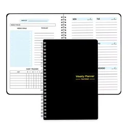 Organizational Planner & Diary: Daily, Weekly, Monthly Notebook for Students and Professionals (Black)