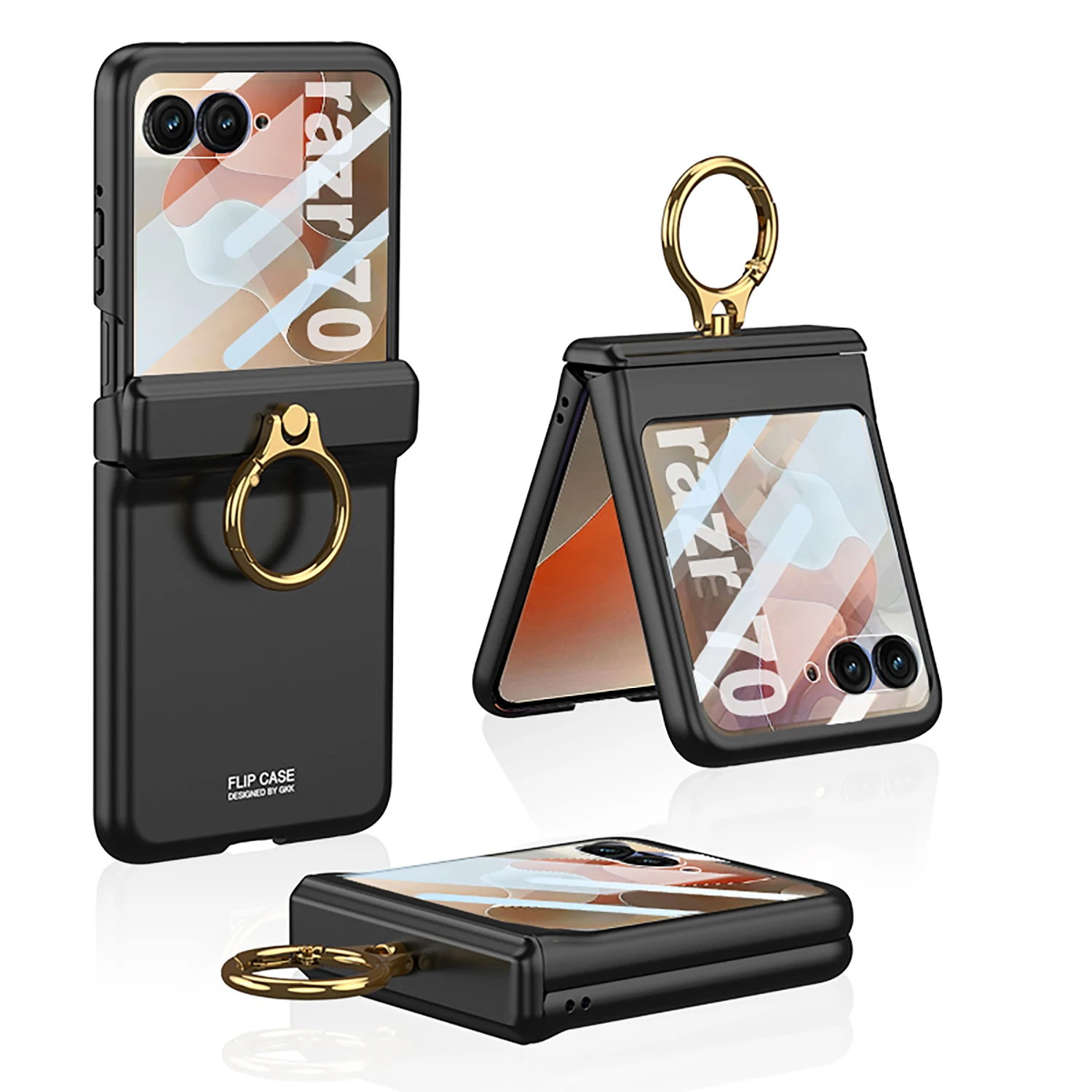 Magnetic Shell Film Ring Cover with Hinge Protection - Shockproof Phone Case