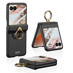 Magnetic Shell Film Ring Cover with Hinge Protection - Shockproof Phone Case for Motorola Razr 70 (Black)