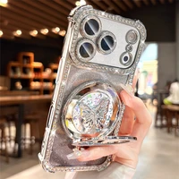 Rhinestone Lens Butterfly Bracket Glitter Phone Case for iPhone 17 16 Pro Max 15 14 13 Diamond Gradient Bling Shockproof Cover 1