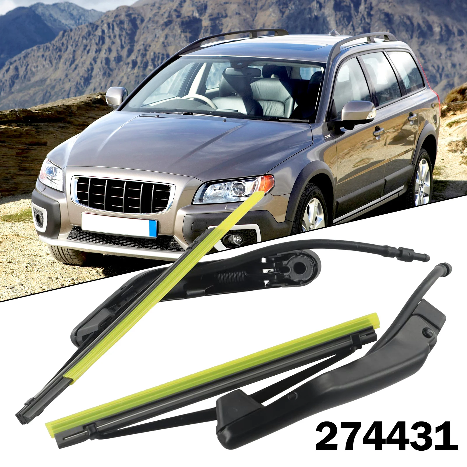 

2PC Car Headlight Wiper Black Plastic Right+Left Windscreen Wipers #274431 For Volvo- S80/S90/V90/340/360/740/760/940/960