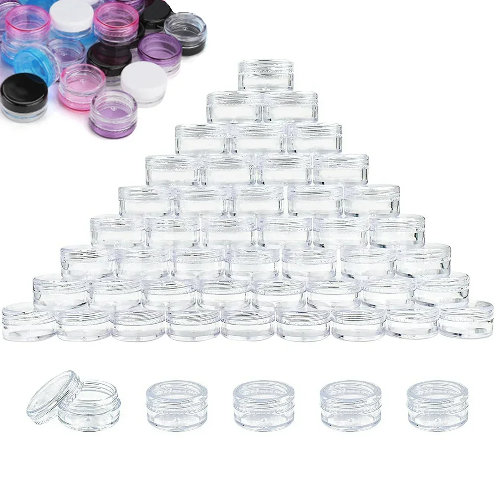 Make Up Jar Cosmetic Sample Empty Container Plastic Round Lid Small Bottle Eyeshadow Cream Travel Pot 2g 3g 5g 10g 15g 20g 10pcs