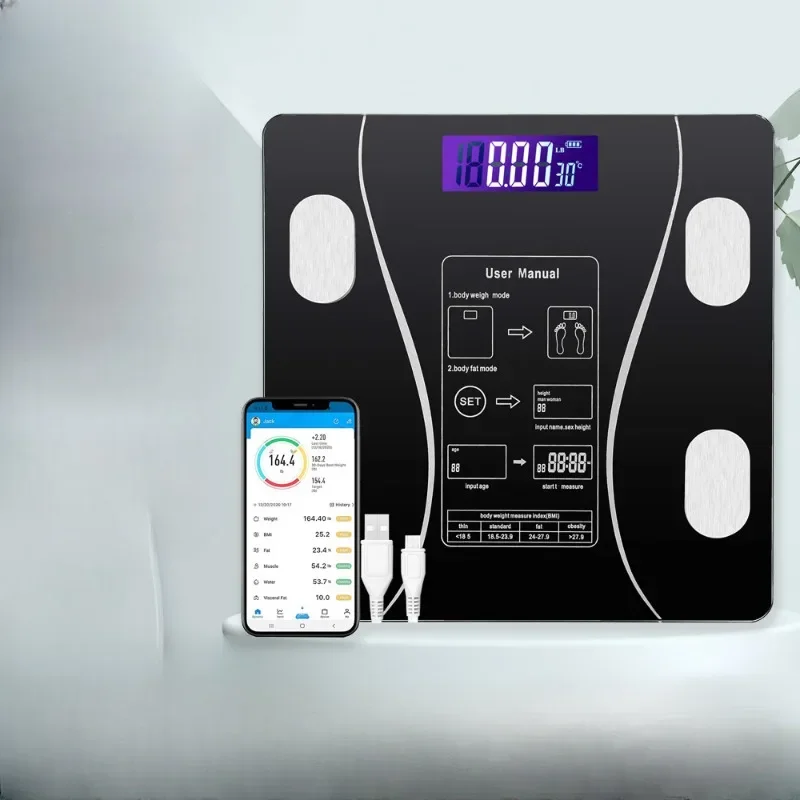 Body Fat Scale New Body Fat Electronic Scale App Smart Bluetooth Digital Rechargeable/Battery Floor Scales for BMI