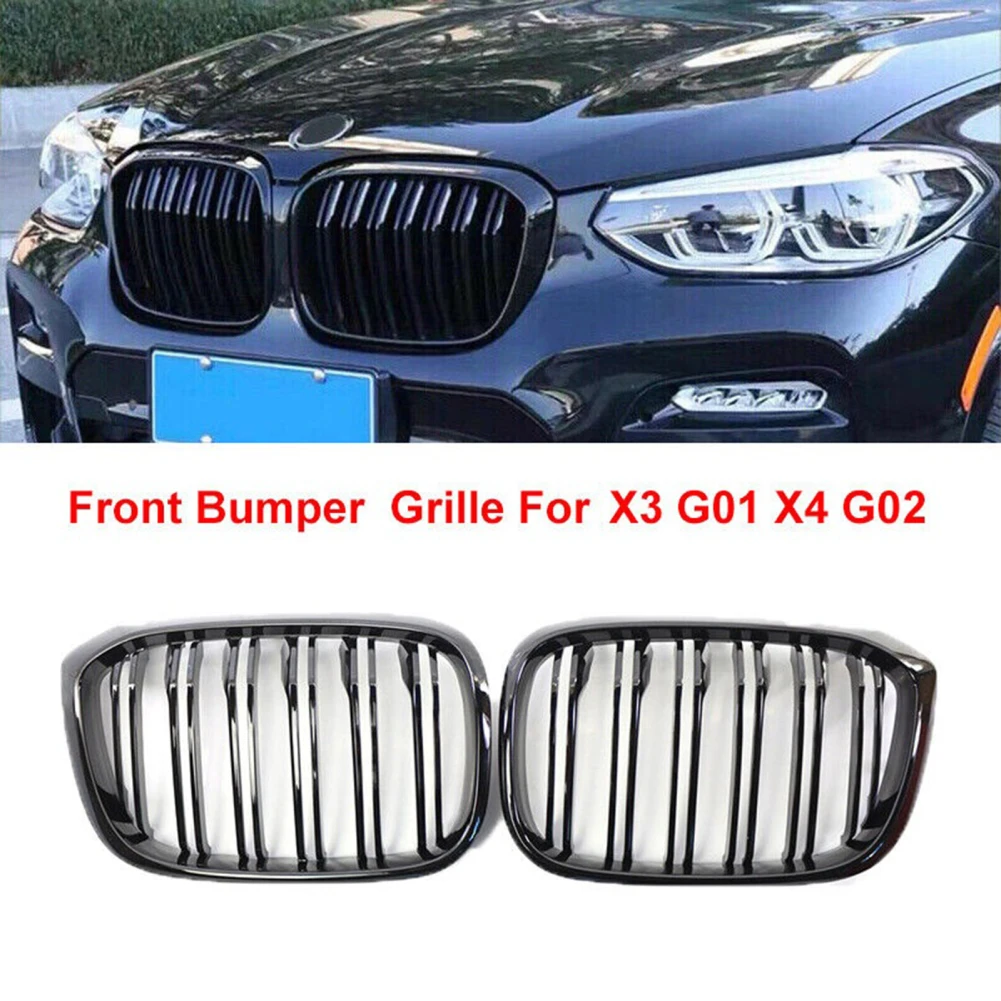 

1 Pair Front Kidney Grille Double Line Medium Mesh Grilles 51712462817 51712462818 Compatible For X3 X4 G01 G02 G08