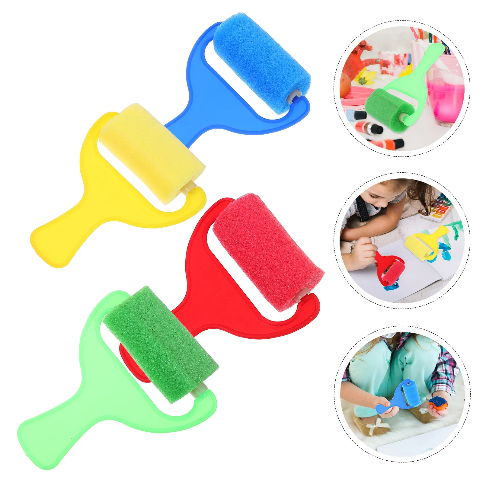 4Pcs 페인팅 스폰지 롤러 브러시 휴대용 스폰지 페인팅 도구 DIY 낙서를위한 미술 용품 ??드로잉 롤러