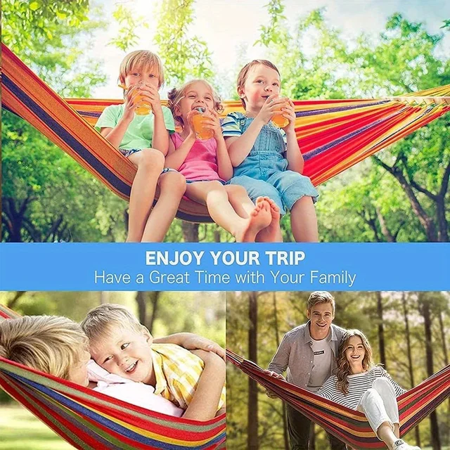 Colorful Fabric Hammock + Hanging Rope + Storage Bag - Image 3