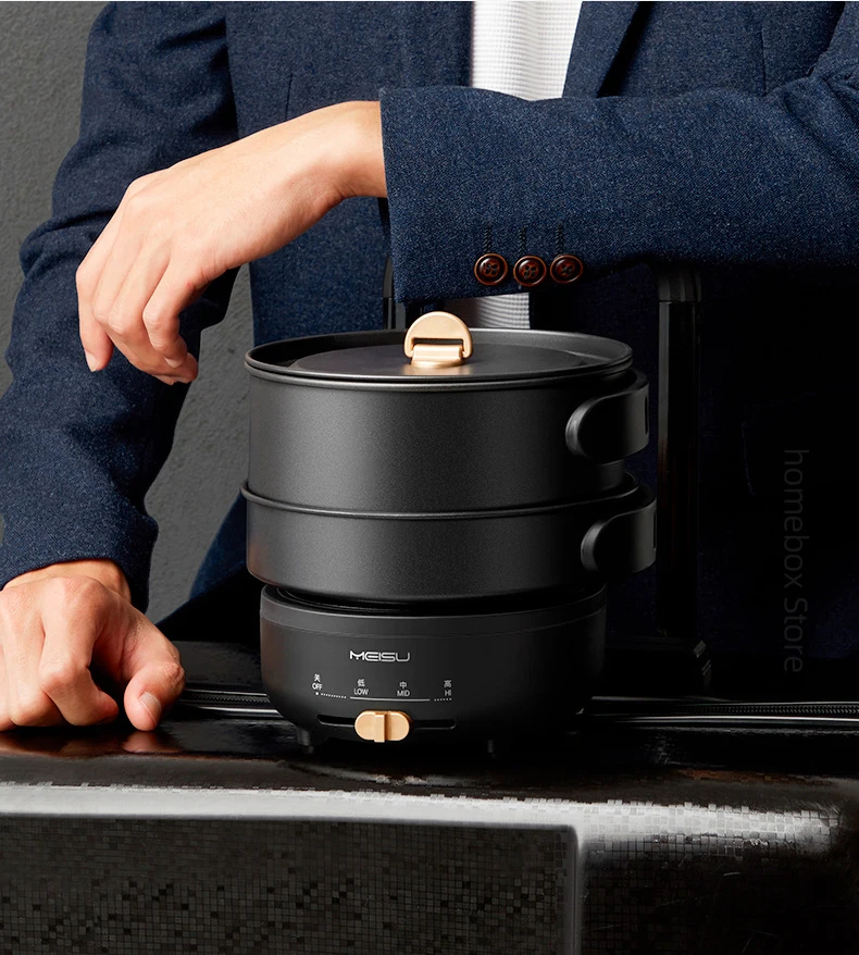 Description Picture 2 of item1.2L Folded Electric Cooking Pot Mini Portable Electric Skillet Split Type Frying Pan Travel Collapsed Multicooker Hotpot 220V