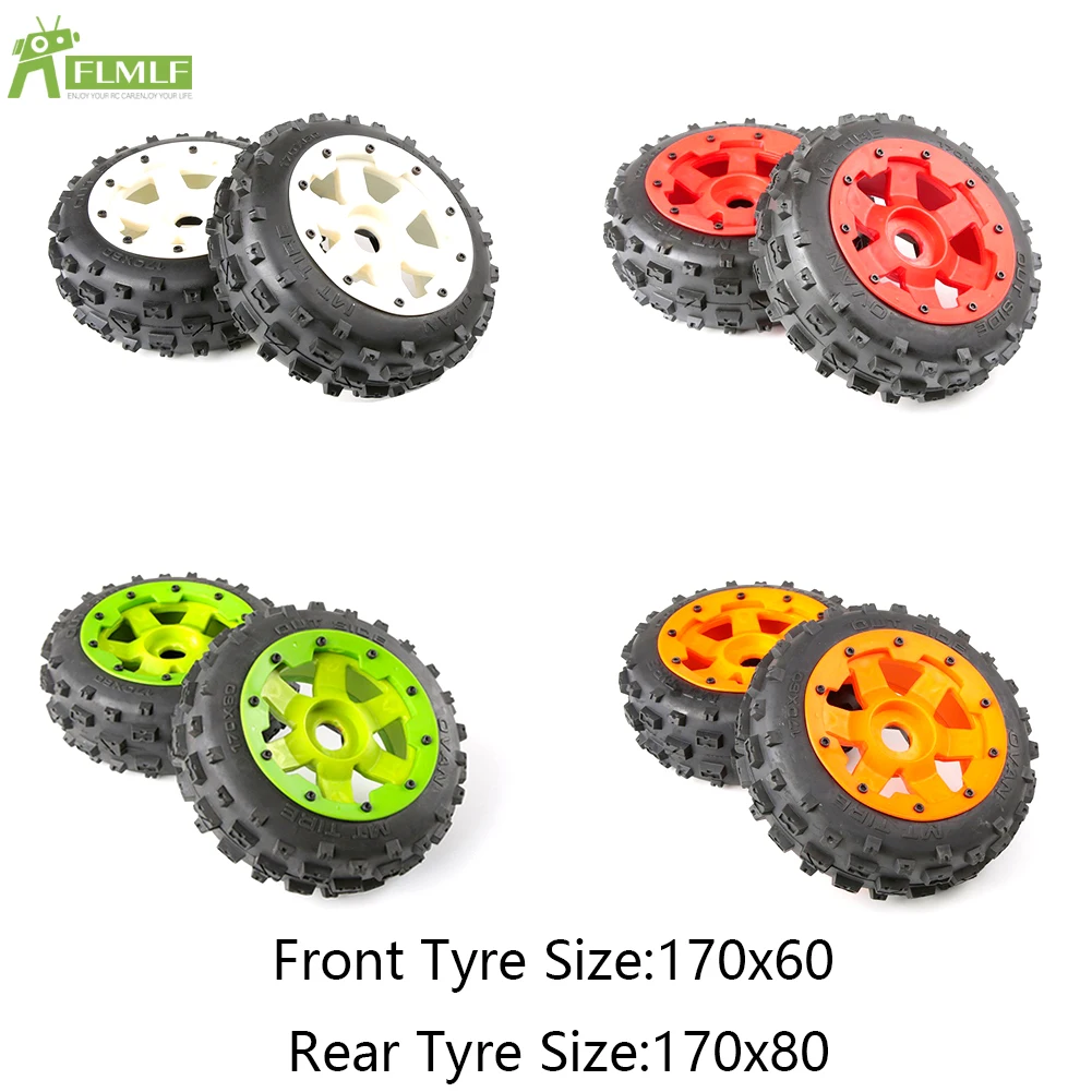 

Knobby Wheel Tire Front or Rear Assembly Set with Nylon Wheel Hub Ring Kit for 1/5 HPI ROFUN ROVAN KM BAJA 5B Rc Car Toys Parts