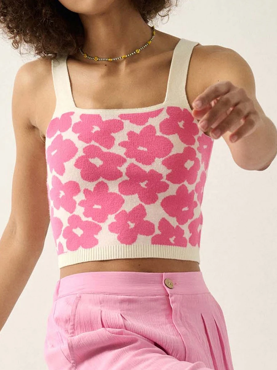 

Женский трикотажный топ HzDazrl на бретелях-спагетти, летний укороченный топ без рукавов с открытой спиной, Y2k, милый женский жилет