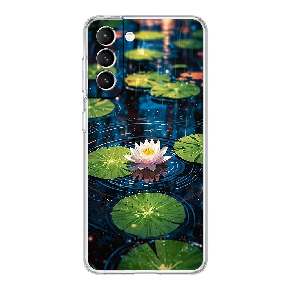 Luxurious Clear Soft Phone Case with Lotus Flower Design