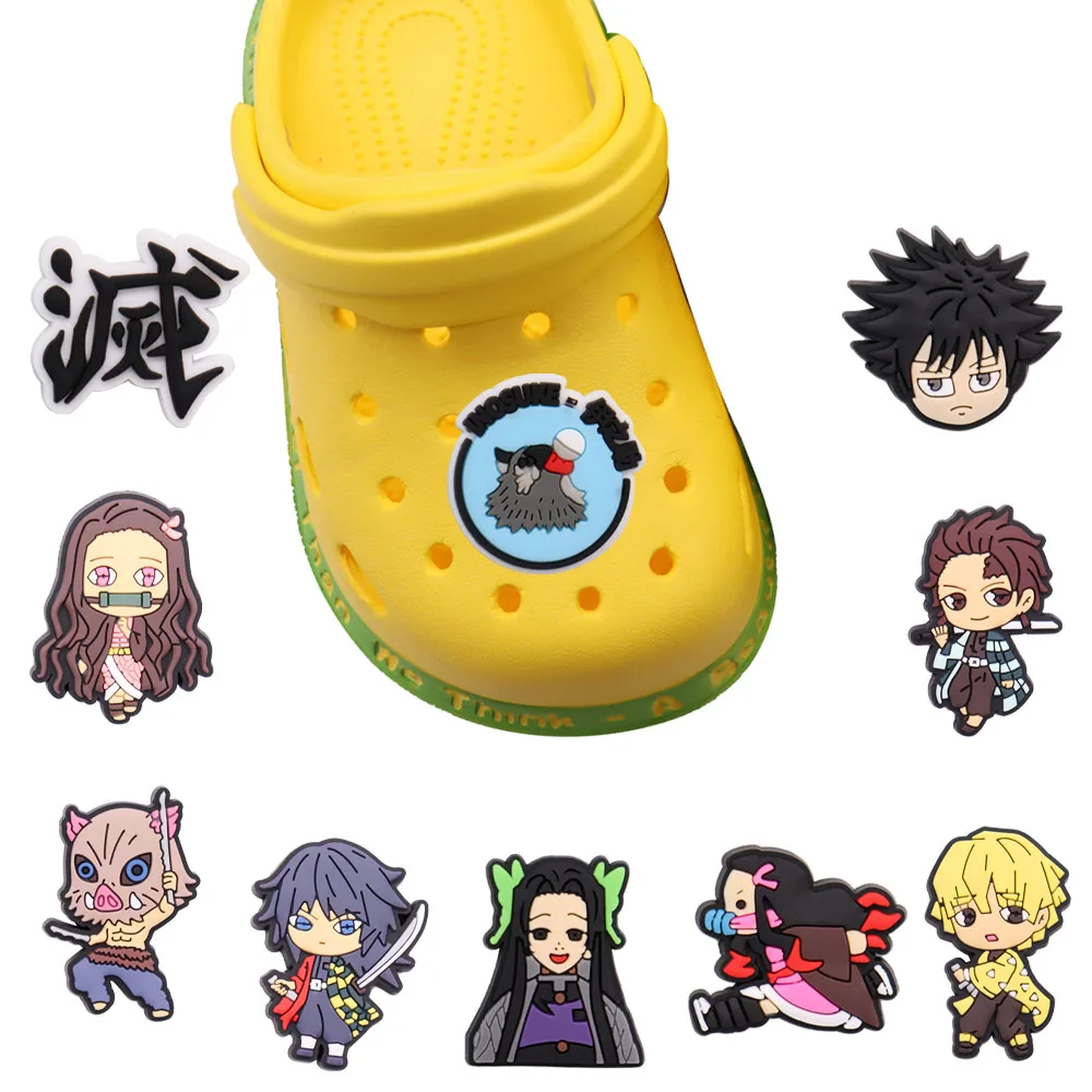 

Wholesale 50pcs PVC Shoe Charms Cartoon Anime Samurai Monster Accessories Kid Shoe Ornament Fit Croc Jibz DIY Party Gift