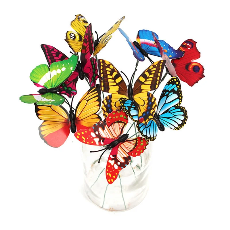 ABNM 100PCS PVC Butterfly Outdoor Yard Crafts Outdoor Decor Butterflies For Office And Garden 25Cm