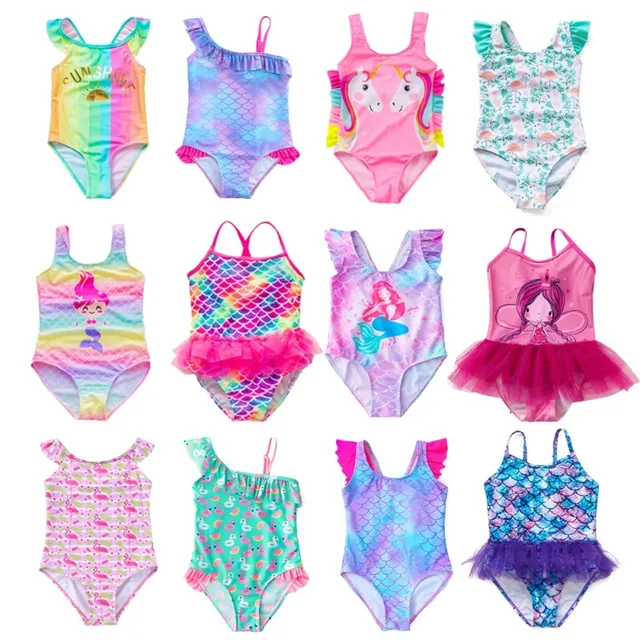 Maillot de bain une pièce pour filles, sirène, écailles de poisson, licorne, vêtements de plage pour enfants de 2 3 4 5 6 7 8 ans 1