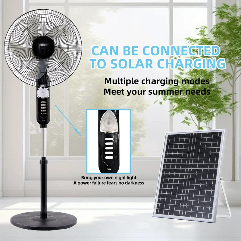 Ventilador portátil com painel solar, bateria e ventilador movido a energia solar, ventilador recarregável silencioso de 3 velocidades para acampamento em casa, quarto 4