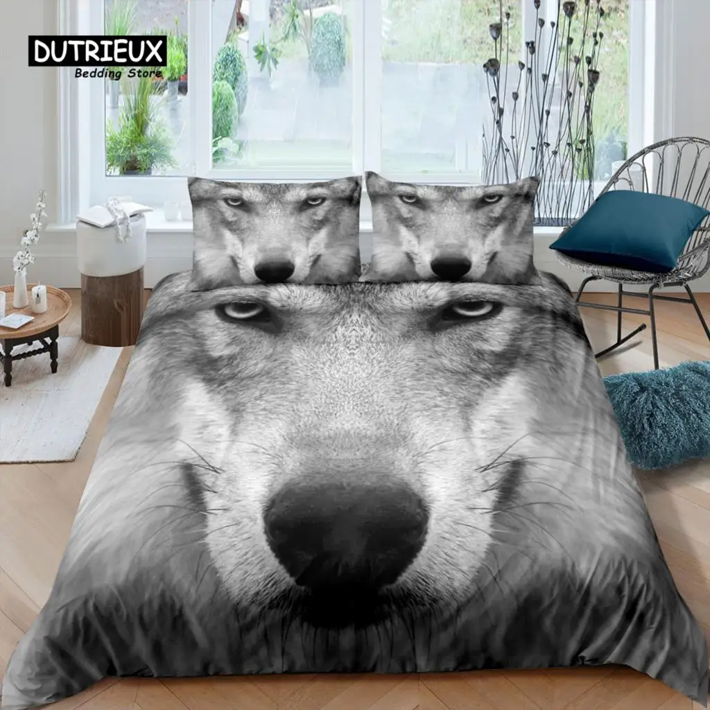 

Home Living Luxury 3D Wolf Bedding Set Duvet Cover Pillowcase Kids Bedding Set Queen and King EU/US/AU/UK Size
