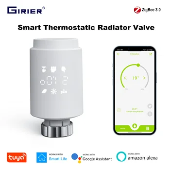 GIRIER Tuya Smart Thermostatic Radiator Valve ZigBee Thermostat Radiator TRV Programmable Temperature Controller Work with Alexa