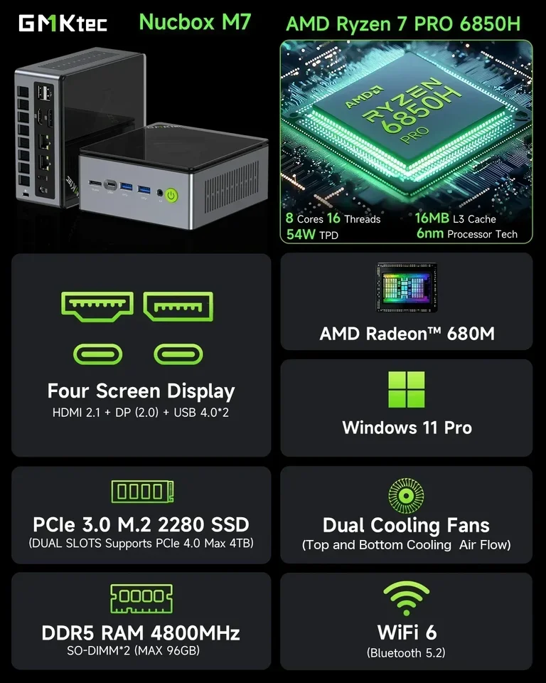 GMKtec ミニpc AMD Ryzen 7 PRO 6850H Amazon.co.jp: 【ゲーミング最強ミニPC】 GMKtec ミニPC AMD