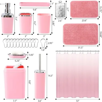 Pink Ombre Bathroom Accessory Set 1