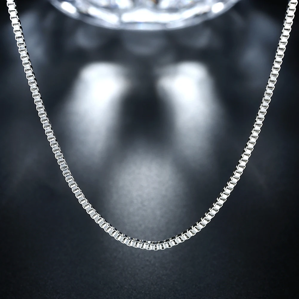 

Hot 925 Sterling Silver Necklace 18 inches fine 1MM Box chain For man Women high quality Fashion party Jewelry Gifts