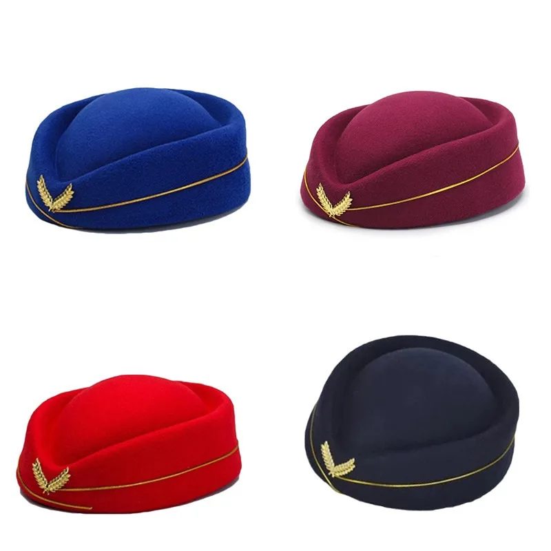 Baskenmütze für Damen, formelle Uniform, Stewardessen, Hut, Stewardess-Hut, Zubehör, Partyhüte, Kostümzubehör – Detail 3