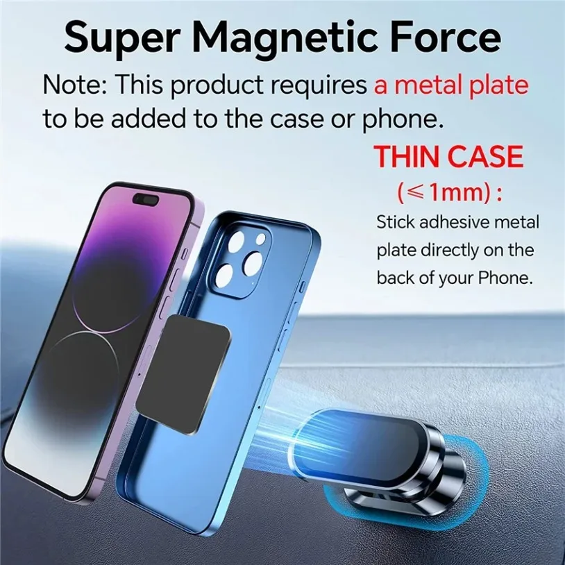 Car Magnetic Phone Holder Mobile Cell Phone Holder Stand Magnet Mount Bracket In Car For iPhone 16-12 Samsung Redmi Xiaomi