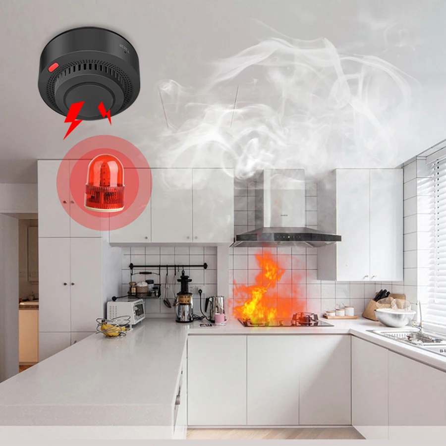 Tuya Smart Zigbee Smoke Detector Alarm with Smartlife APP Real-Time Control Self-Check Function Work Need Zigbee Gateway