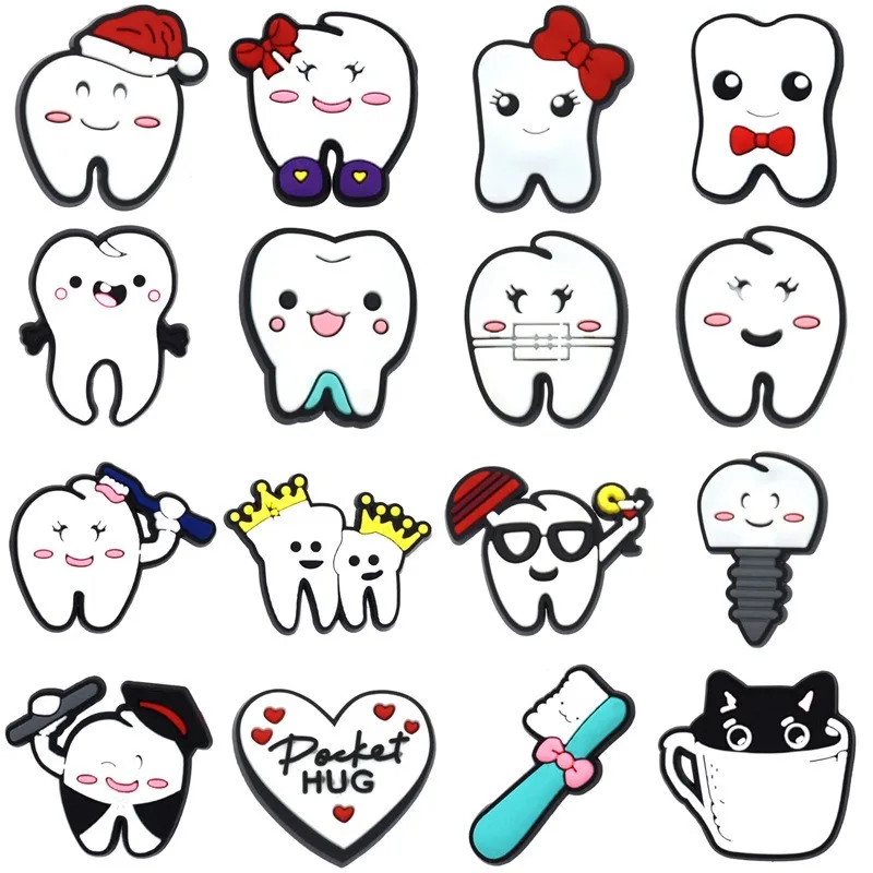 

1pcs Pins for Crocs Charms Shoes Accessories Dentistry Teeth Doctor Decoration Jeans Women Sandals Buckle Kids Favors Men Badges