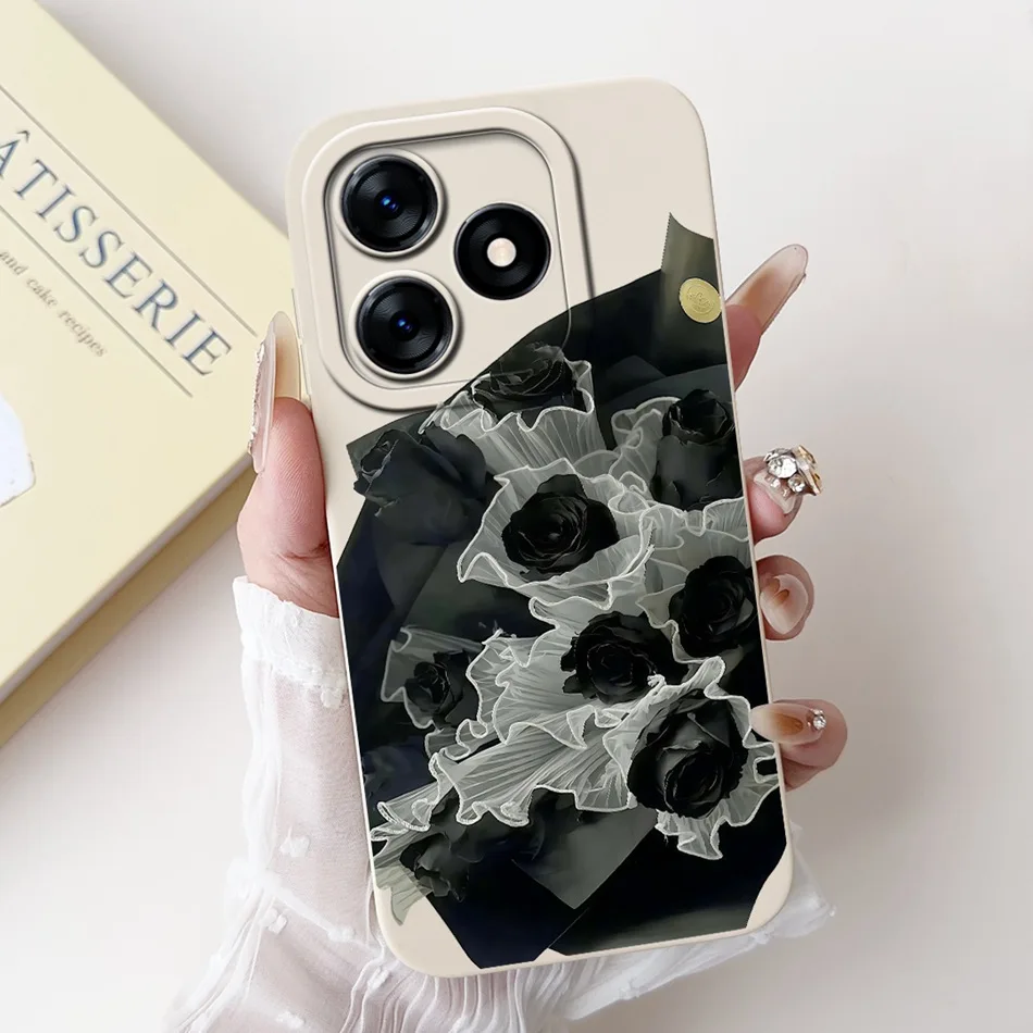 Beautiful Bow Rose Painting Soft Silicone Shockproof Phone Case
