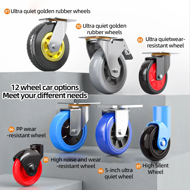 Folding cart pulling goods small trolley warehouse trailer portable four-wheeled mute shopping trolley moving flatbed trucks